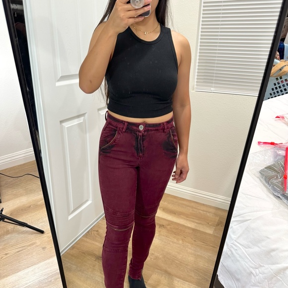 TOPSHOP MAROON JEANS - Picture 2 of 9